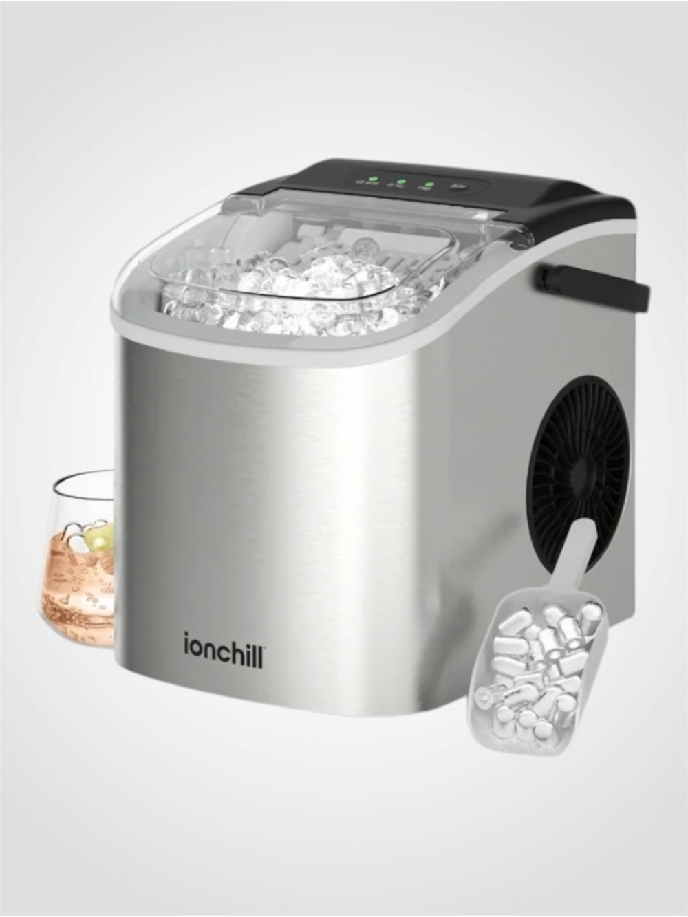 Ionchill Silver Countertop Ice Maker - Portable Home Ice Machine